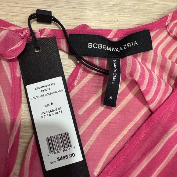 BCBGMaxazria linear high-low cocktail Dress in Ibis Rose color - Picture 5 of 10